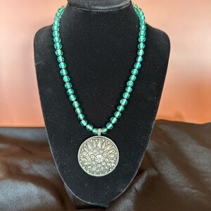 Vintage Beaded Necklace with Beautiful Medallion